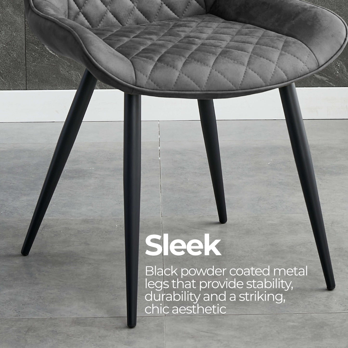 Metro Modern Metal Grey Fabric Dining Chairs | Grey