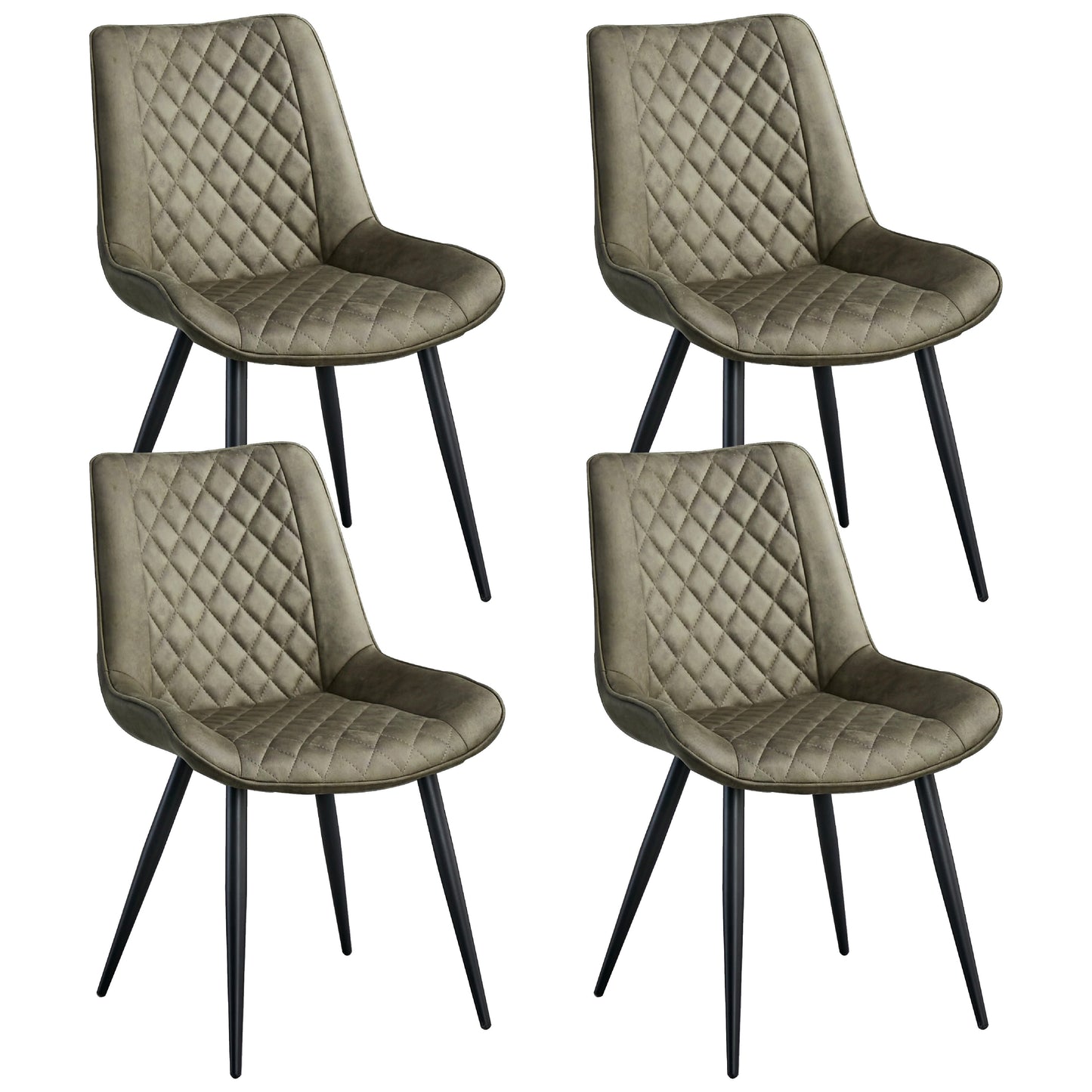 Metro Modern Metal Olive Fabric Dining Chairs | Olive Green