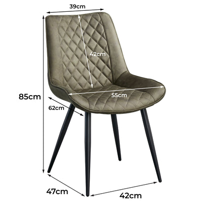 Metro Modern Metal Olive Fabric Dining Chairs | Olive Green