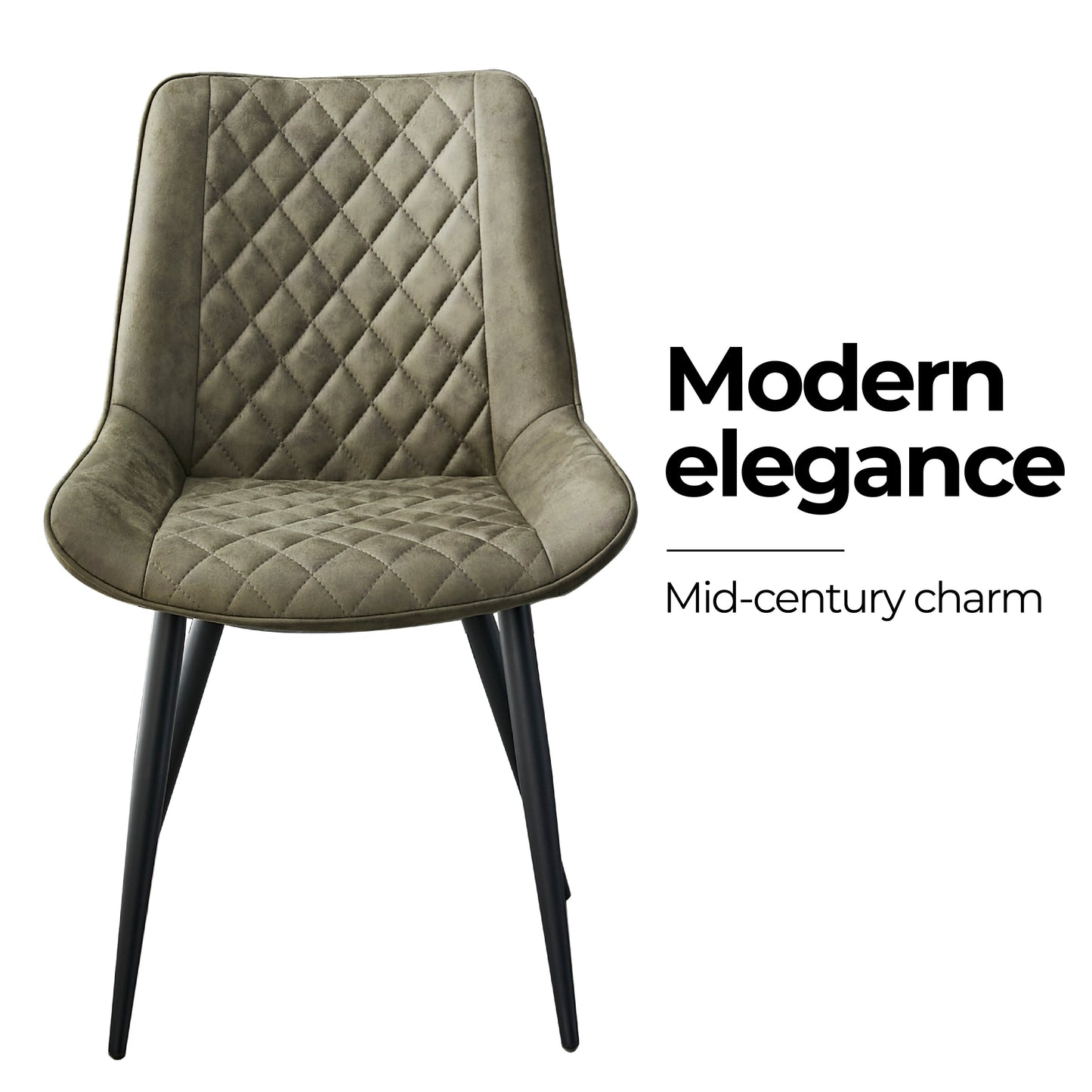 Metro Modern Metal Olive Fabric Dining Chairs | Olive Green