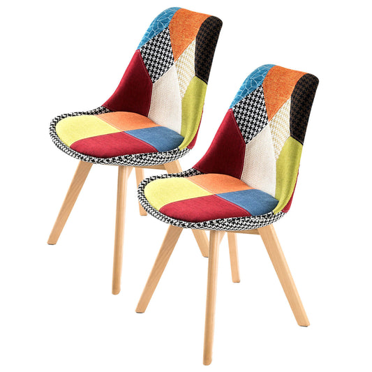 Minerva | Multi Colour Version 2 Fabric Modern Dining Chairs | Set Of 2 | Multi Colour 