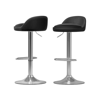 Contemporary Metal Black PU Leather Bar Stools