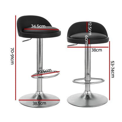 Contemporary Metal Black PU Leather Bar Stools