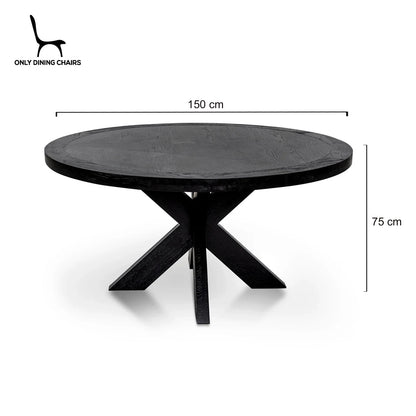 Montpellier | 4-6 Seater Black Natural Wooden Round Dining Table | Black