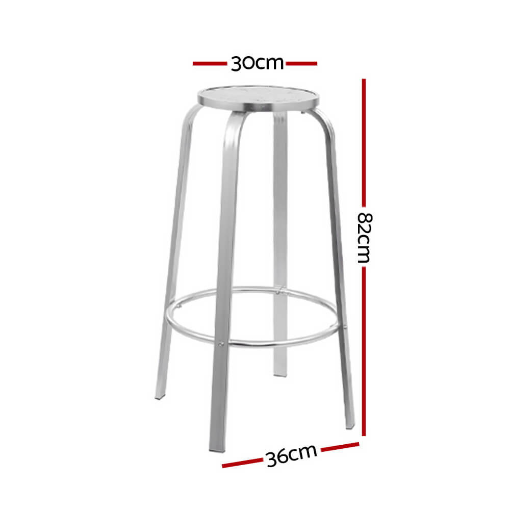 Morrison | Contemporary Silver Metal Outdoor Bar Stools | Set Of 2 | Silver