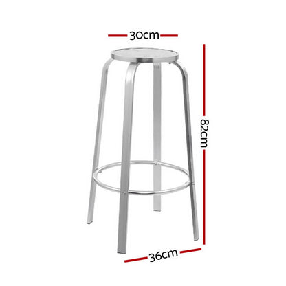 Morrison | Contemporary Silver Metal Outdoor Bar Stools | Set Of 2 | Silver