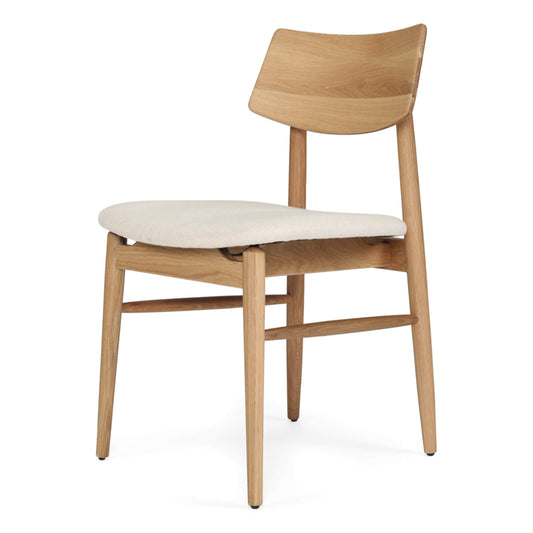 Nantes | Coastal Linen Fabric Natural Wooden Dining Chair