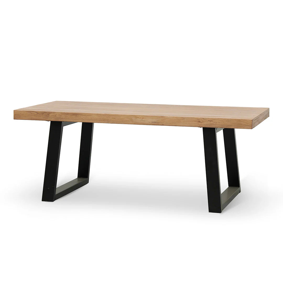 Narrabeen | Metal Reclaimed Elm Natural 1.98 Rectangular Wooden Dining Table