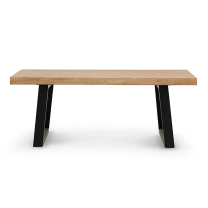 Narrabeen | Metal Reclaimed Elm Natural 1.98 Rectangular Wooden Dining Table