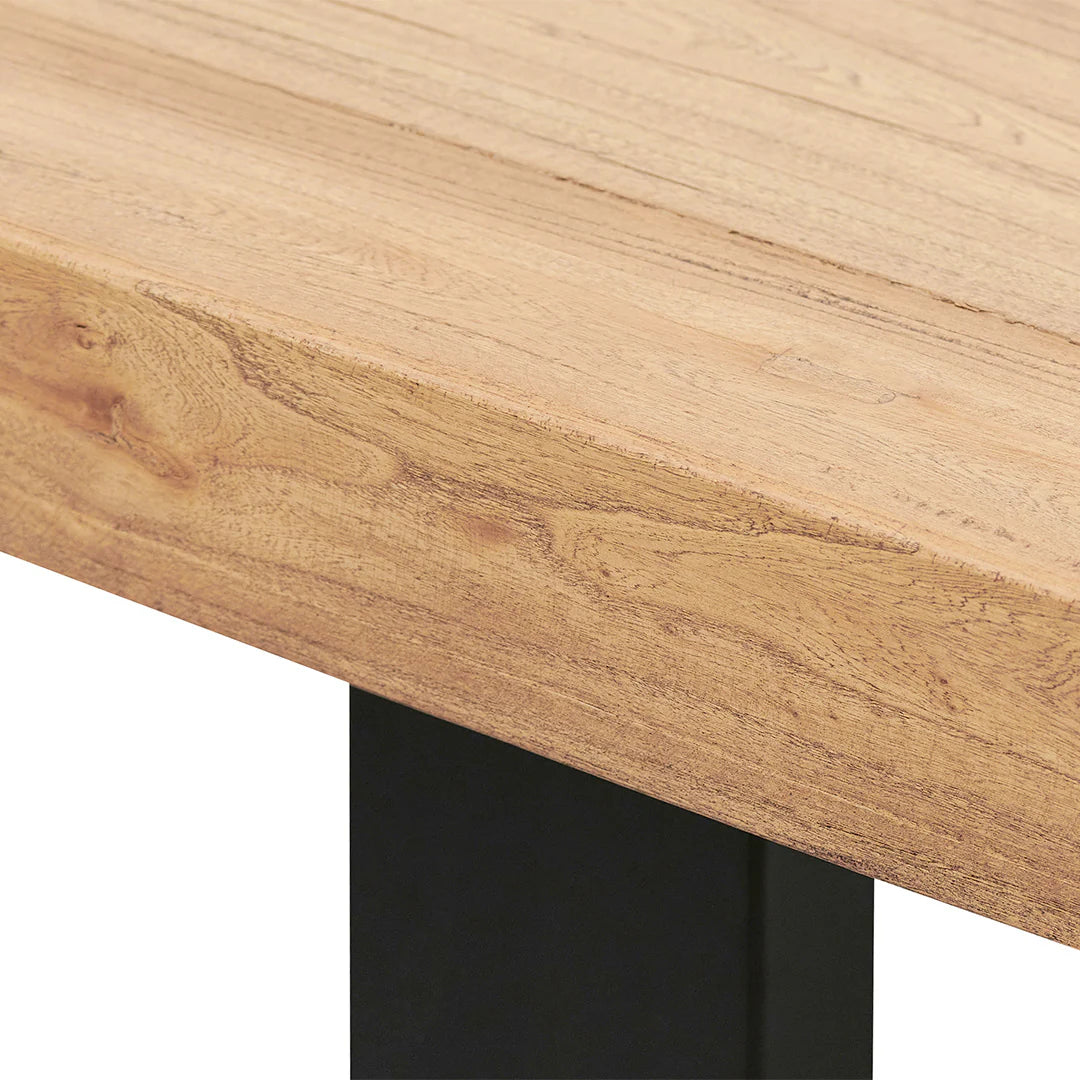 Narrabeen | Metal Reclaimed Elm Natural 1.98 Rectangular Wooden Dining Table