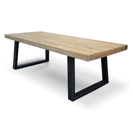 Narrabeen | Metal Reclaimed Elm Natural 2.4m Rectangular Wooden Dining Table