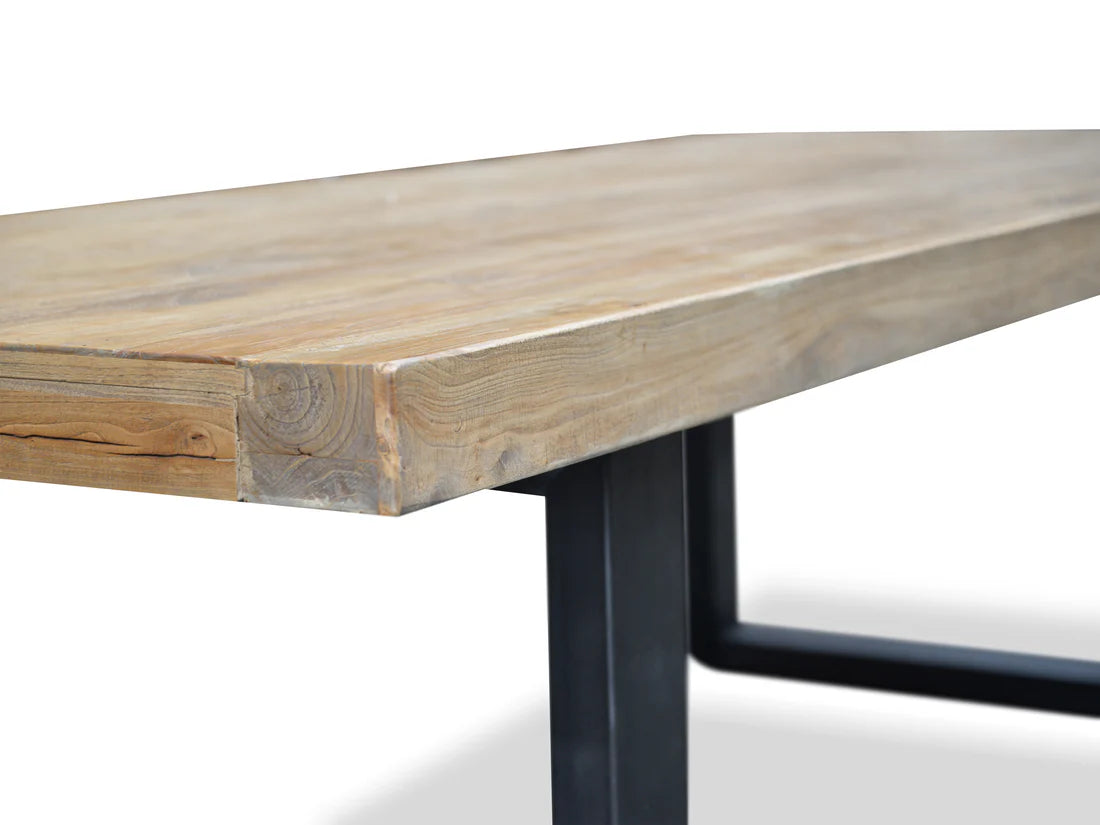 Narrabeen | Metal Reclaimed Elm Natural 2.4m Rectangular Wooden Dining Table