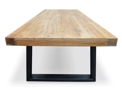 Narrabeen | Metal Reclaimed Elm Natural 2.4m Rectangular Wooden Dining Table