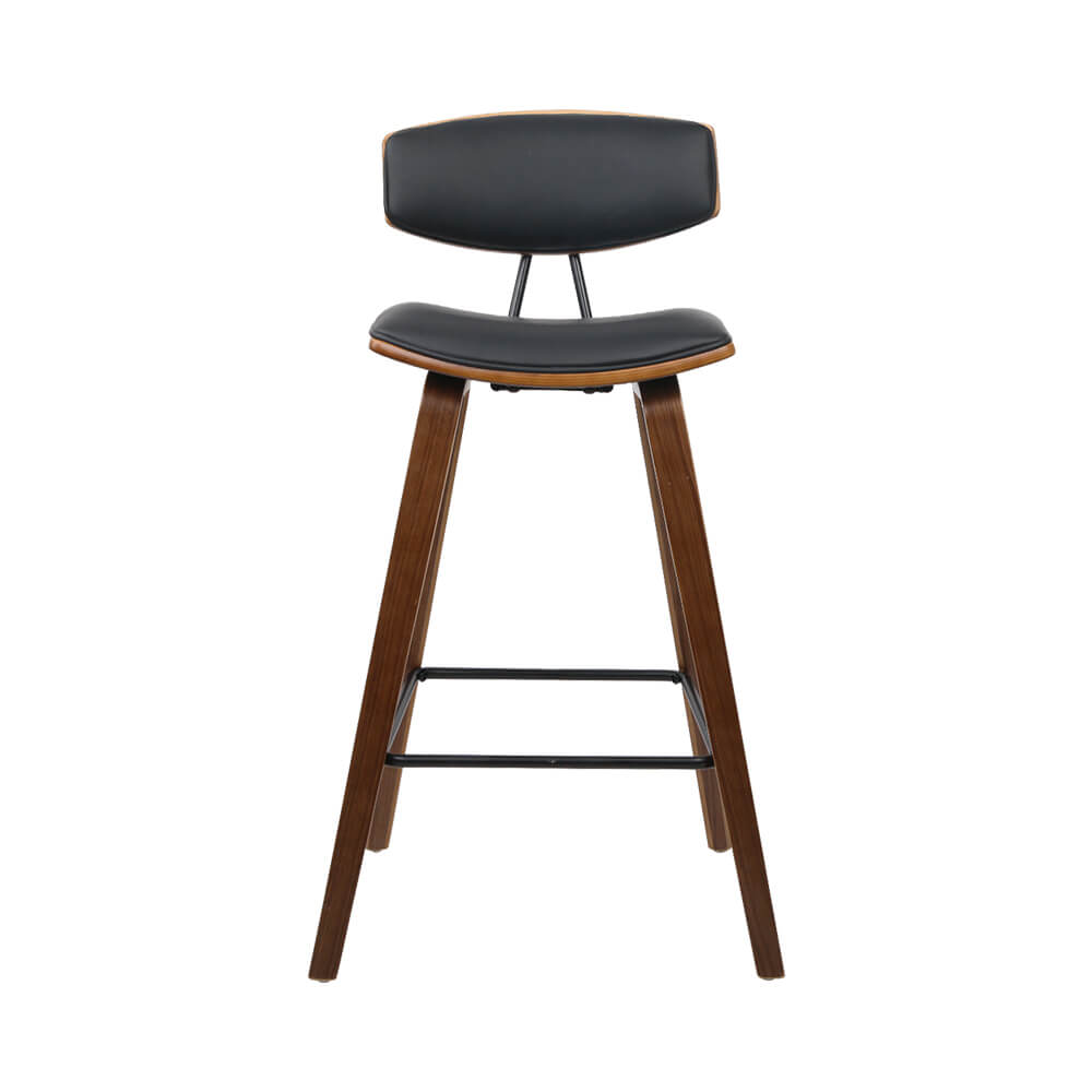 Noble | Modern Black PU Leather Wooden Bar Stools | Set Of 2 | Black