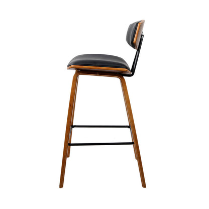 Noble | Modern Black PU Leather Wooden Bar Stools | Set Of 2 | Black