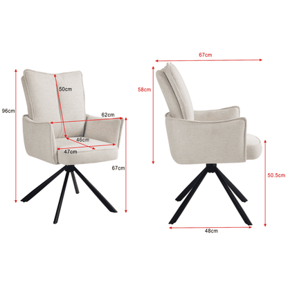 Novus | Modern Metal Fabric Dining Chair with Arms | Set Of 2