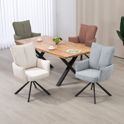 Novus | Modern Metal Fabric Dining Chair with Arms | Set Of 2