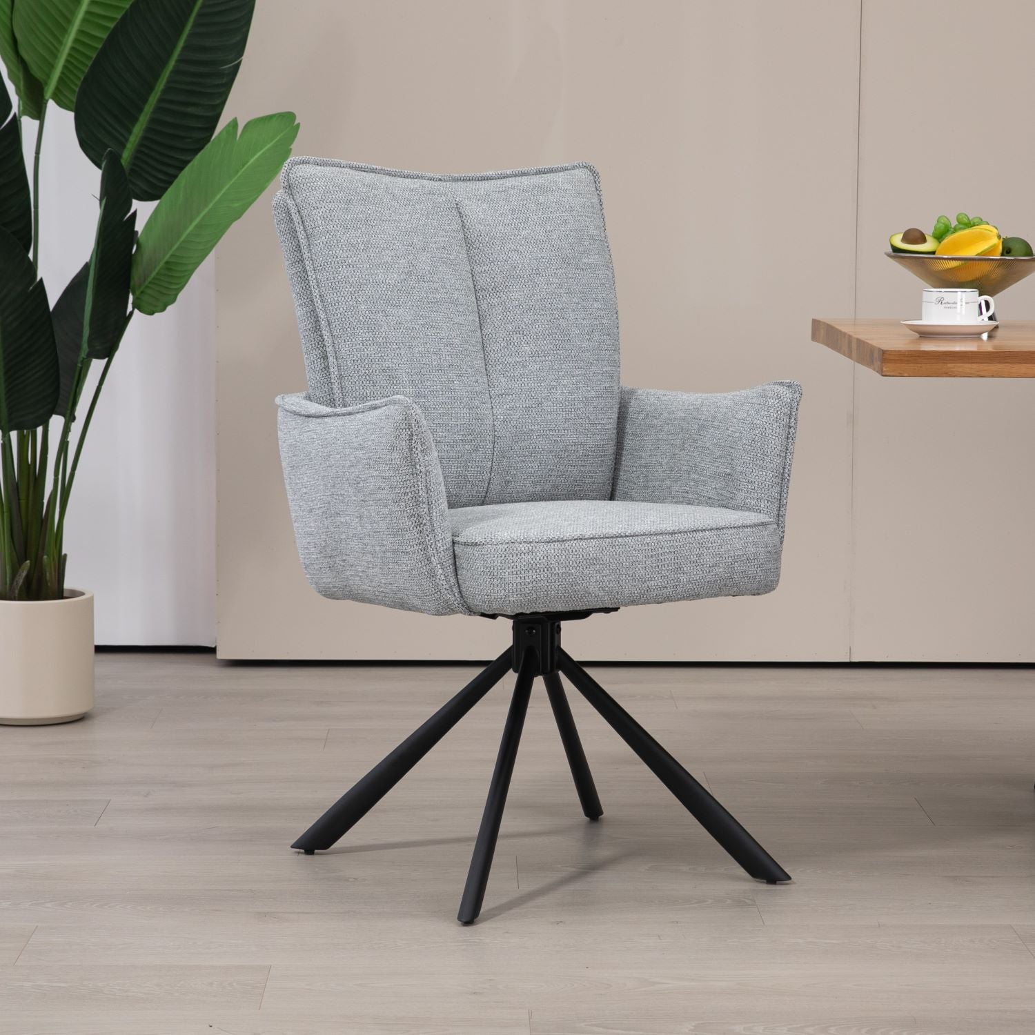 Novus | Modern Metal Fabric Dining Chair with Arms | Set Of 2