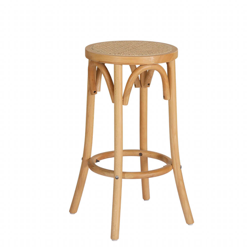 Oak Park | Country Coastal Natural Rattan Wooden Bar Stool | Natural