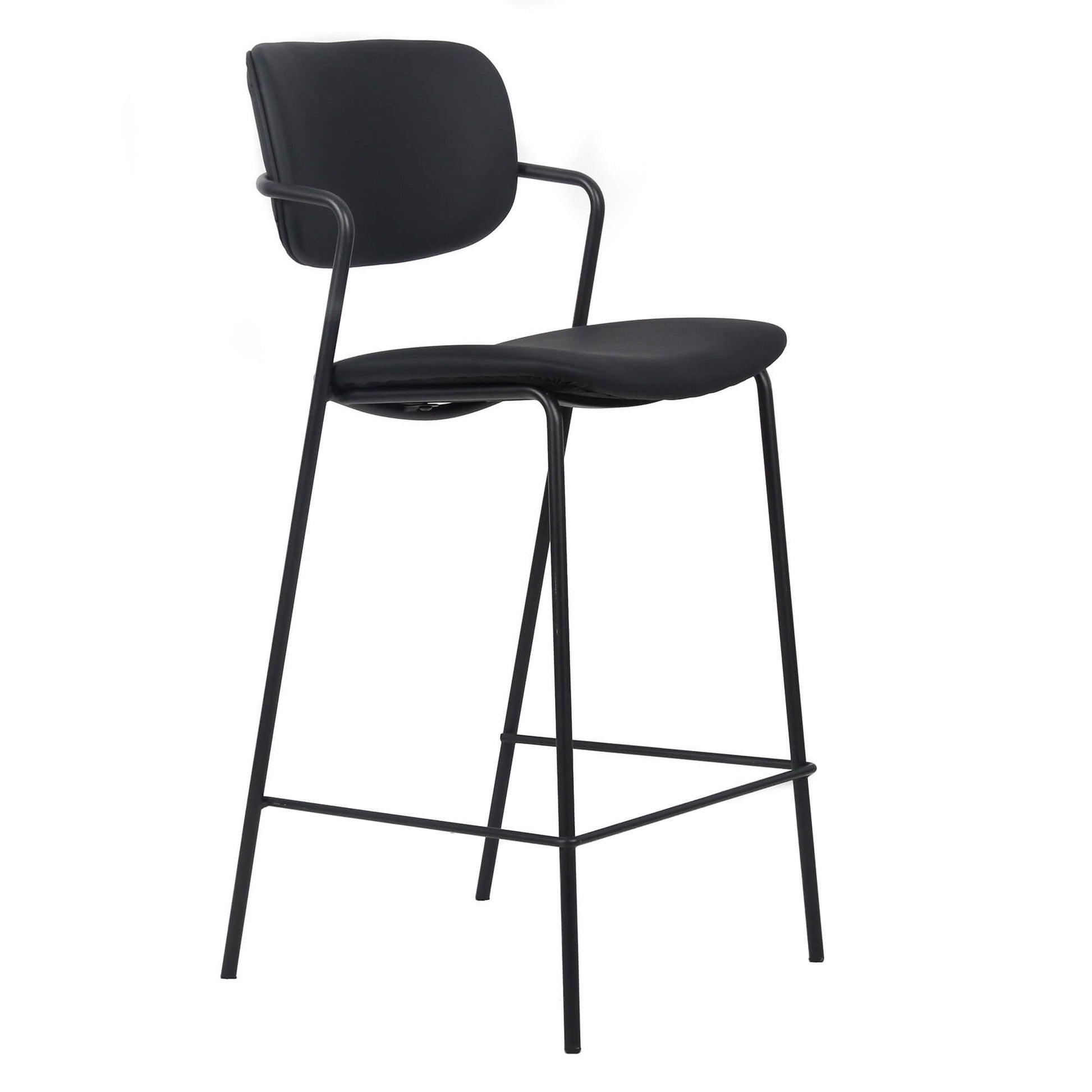 Oakford | Contemporary Ice Grey Black PU Leather Bar Stools | Set Of 2| Black