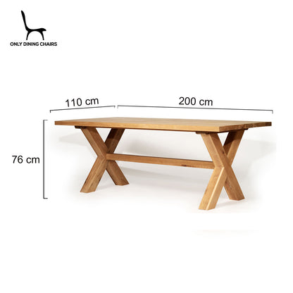 Oakhaven | 2m Natural Oak Wooden Rectangular Dining Table