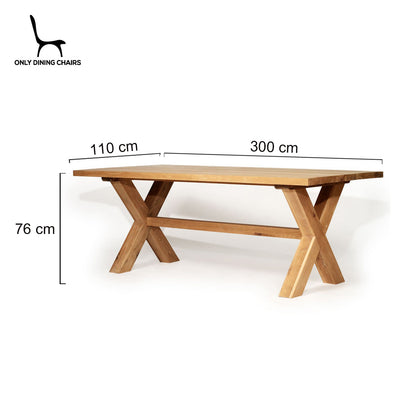 Oakhaven | 3m Natural Oak Wooden Rectangular Dining Table