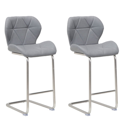 Oxley | Contemporary Metal PU Leather Bar Stools | Set Of 2 | Cappuccino