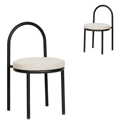 Pemberton | Contemporary Black Metal Clay Grey Fabric Dining Chairs | Clay Grey