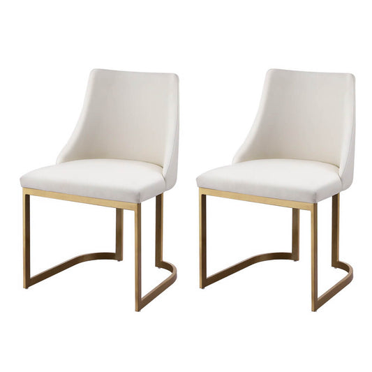 Pippen | Modern Beige Fabric Gold Metal Dining Chairs | Set Of 2 | Beige