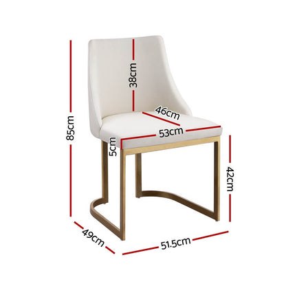 Pippen | Modern Beige Fabric Gold Metal Dining Chairs | Set Of 2 | Beige