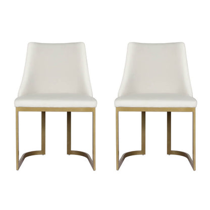 Pippen | Modern Beige Fabric Gold Metal Dining Chairs | Set Of 2 | Beige