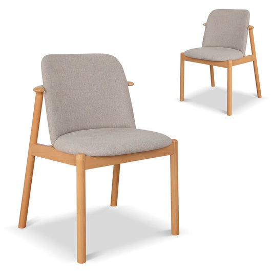 Portside | Coastal Modern Natural Grey Fabric Wooden Dining Chairs | Grey