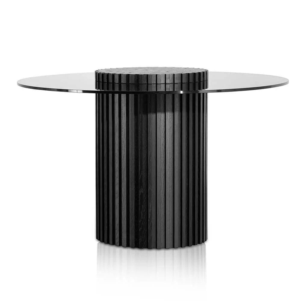 Riviera | 1.2m 4 Seater Black Wooden Round Glass Table