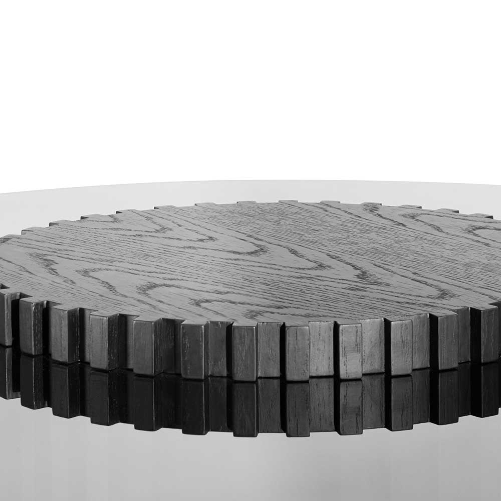 Riviera | 1.2m 4 Seater Black Wooden Round Glass Table