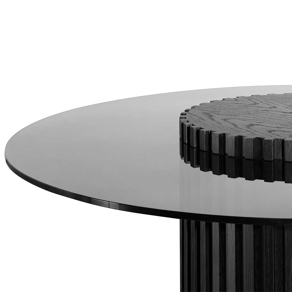 Riviera | 1.2m 4 Seater Black Wooden Round Glass Table