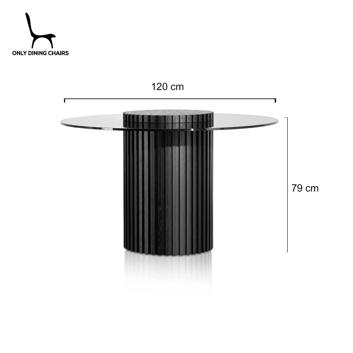 Riviera | 1.2m 4 Seater Black Wooden Round Glass Table