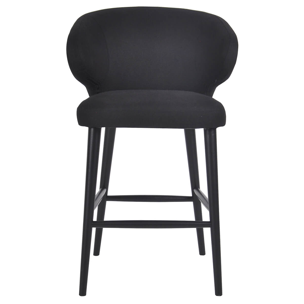 Robin | Mid Century Black Fabric Bar Stools | Black