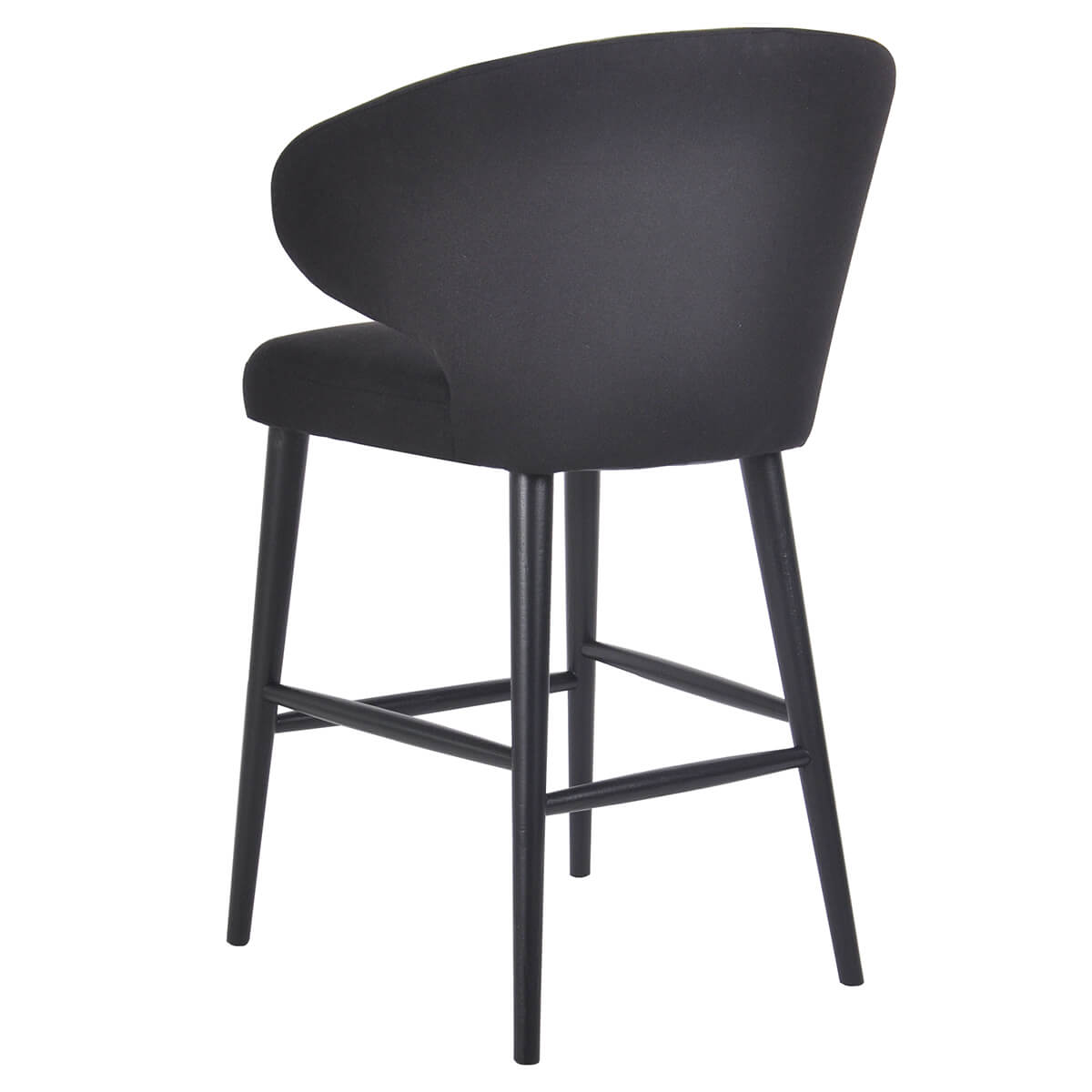 Robin | Mid Century Black Fabric Bar Stools | Black