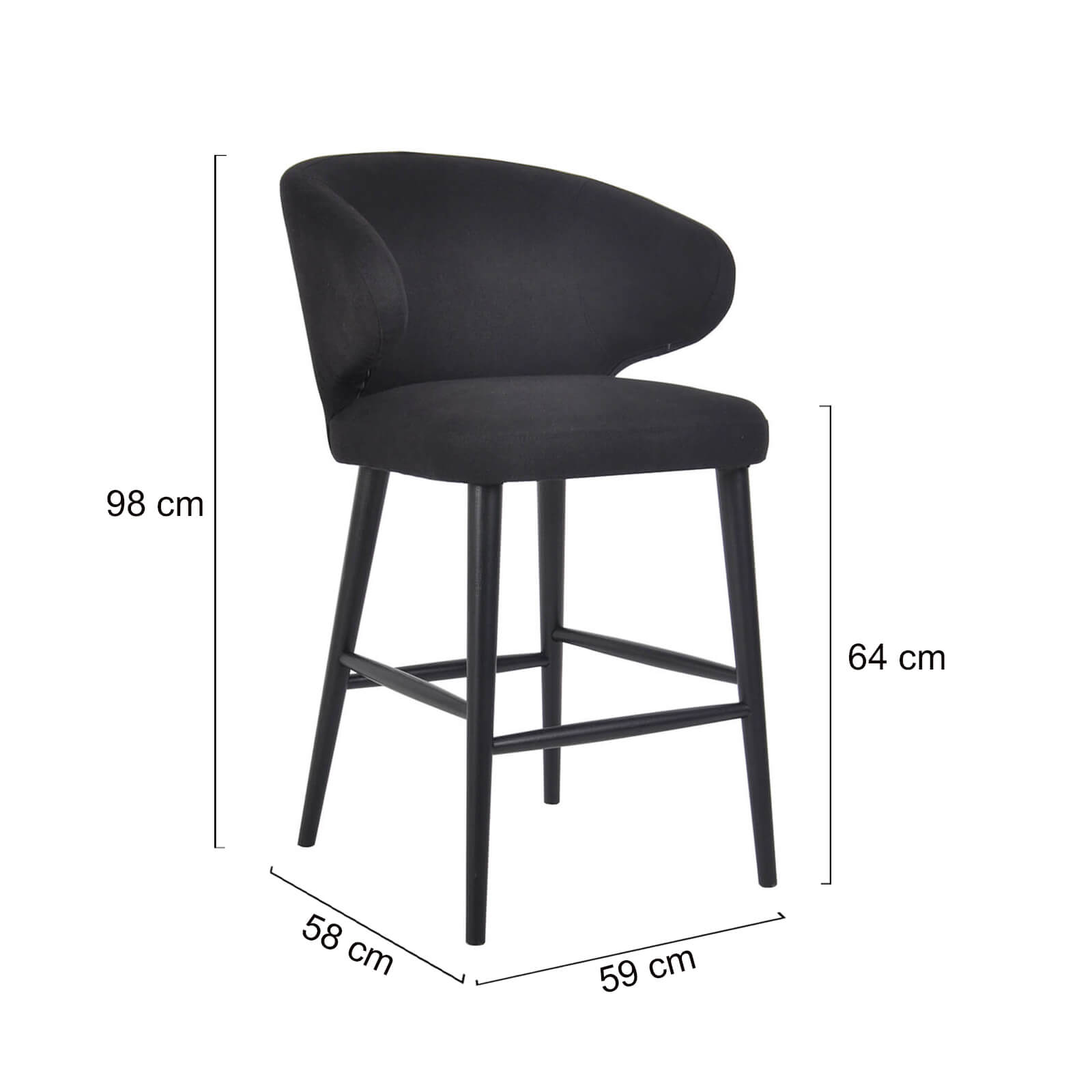 Black fabric deals bar stools