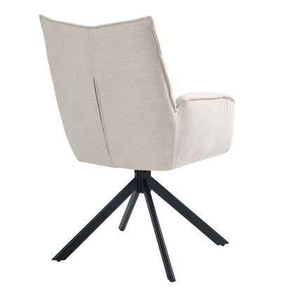 Robinvale | Modern Metal Fabric Dining Chair With Arms | Set Of 2 | Beige