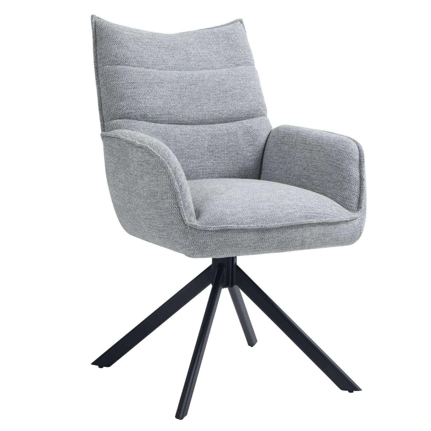 Robinvale | Modern Metal Fabric Dining Chair With Arms | Set Of 2 | Grey Silver