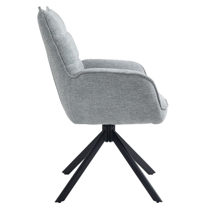 Robinvale | Modern Metal Fabric Dining Chair With Arms | Set Of 2 | Grey Silver