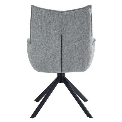 Robinvale | Modern Metal Fabric Dining Chair With Arms | Set Of 2 | Grey Silver