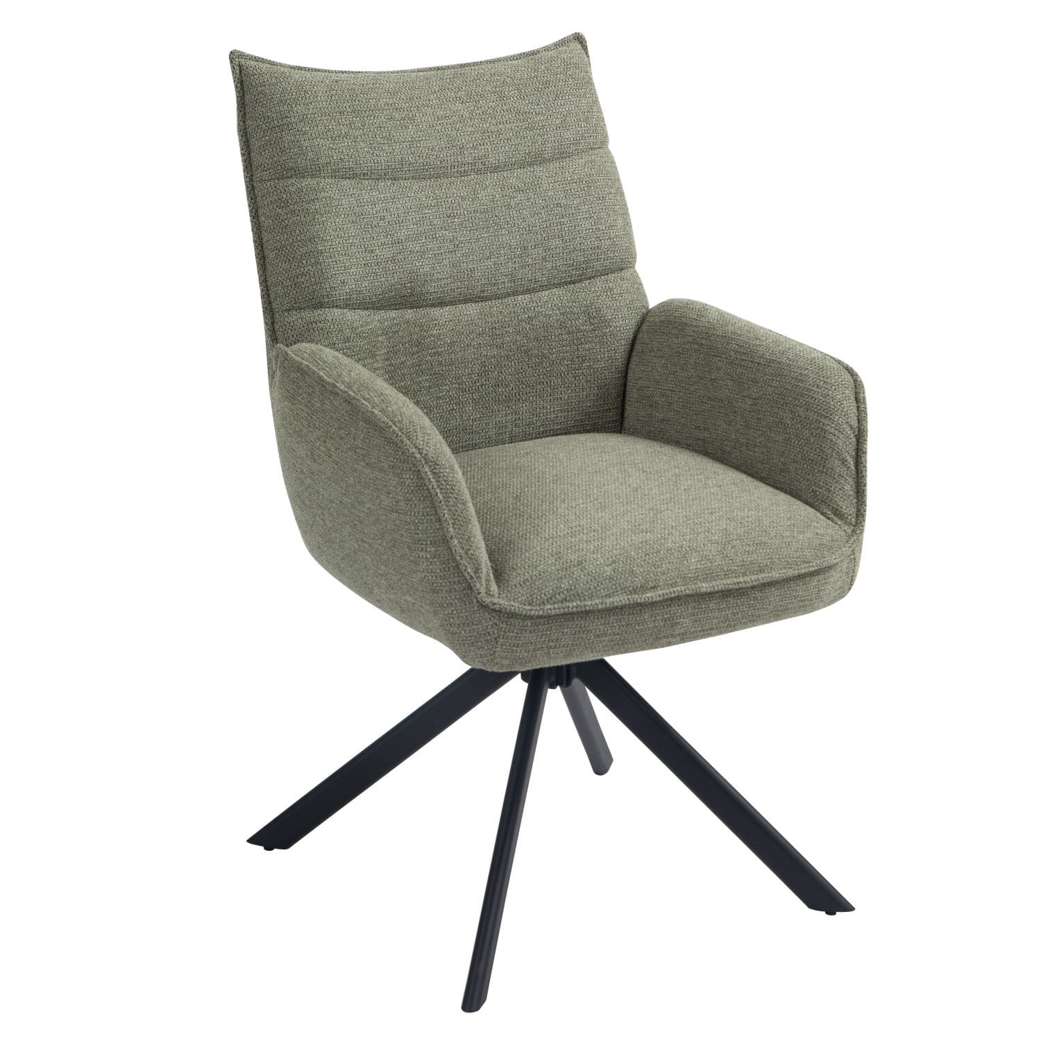 Robinvale | Modern Metal Fabric Dining Chair With Arms | Set Of 2 | Moss