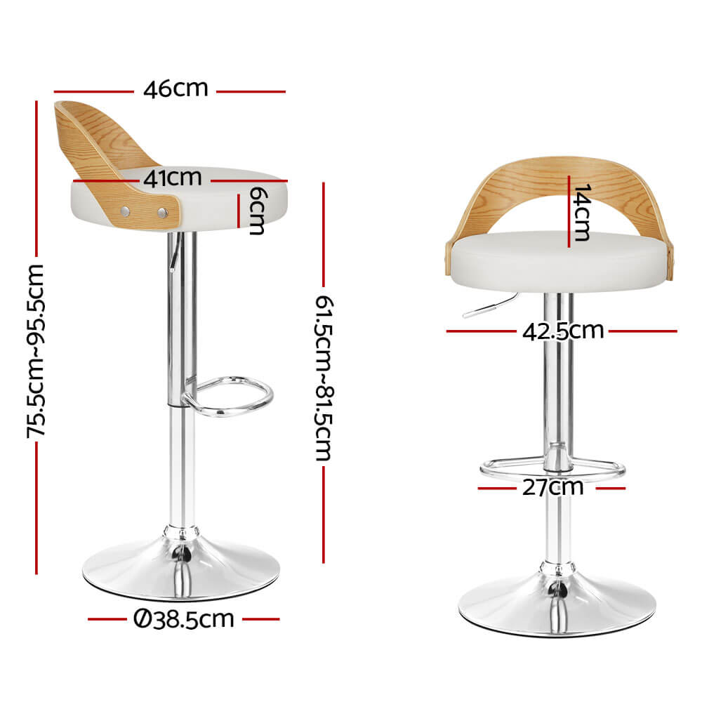 Rochdale Contemporary White PU Leather Wooden Bar Stool | White