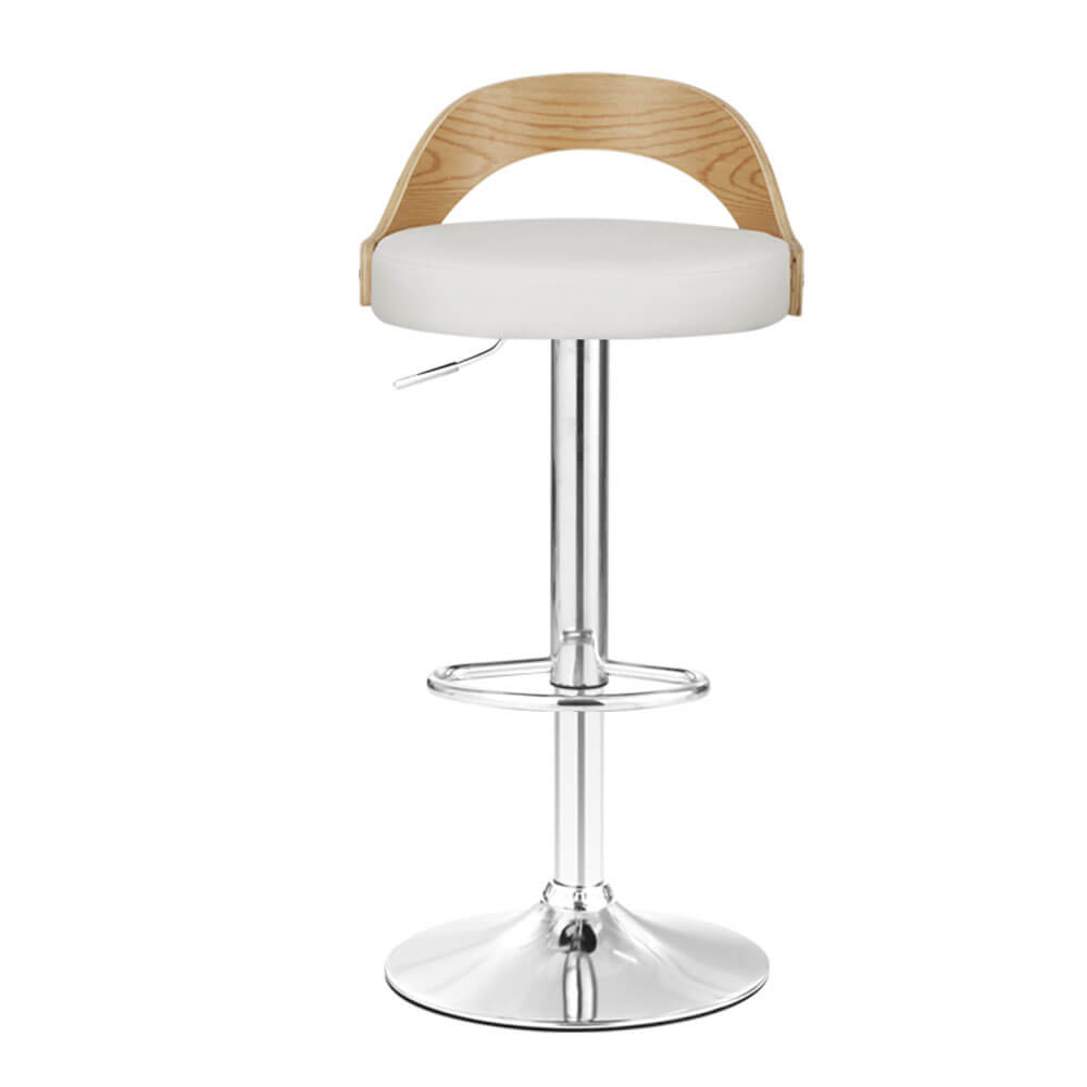 Rochdale Contemporary White PU Leather Wooden Bar Stool | White