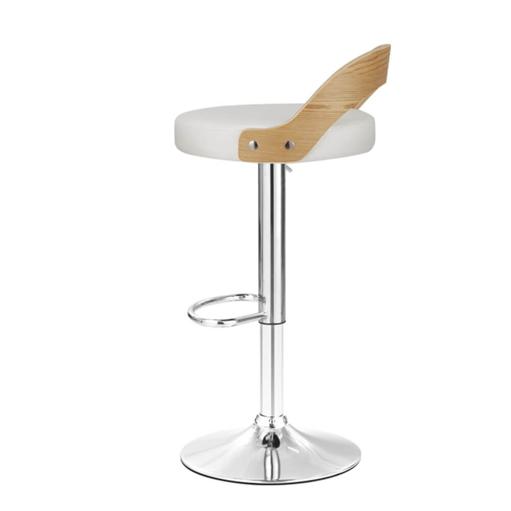 Rochdale Contemporary White PU Leather Wooden Bar Stool | White