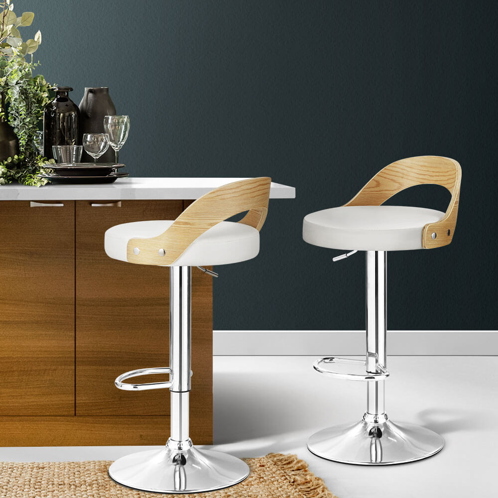 Rochdale Contemporary White PU Leather Wooden Bar Stool | White