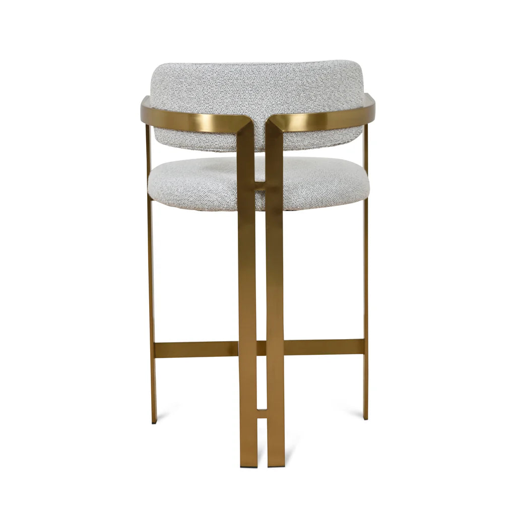 Rosedale | Modern Gold Metal Grey Fabric Bar Stools With Arms | Grey