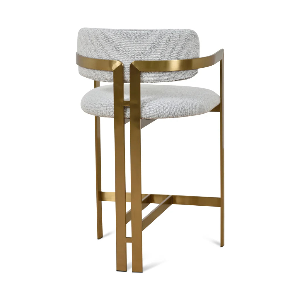 Rosedale | Modern Gold Metal Grey Fabric Bar Stools With Arms | Grey